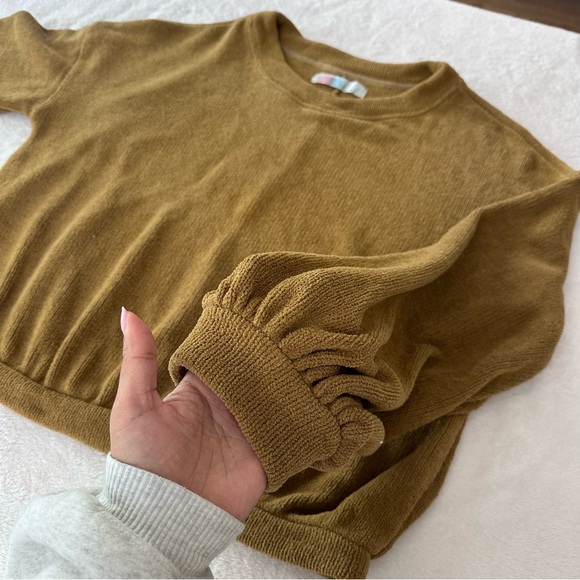 *SOLD* Free People FP Beach Happy Pullover Sweater in Yellow Mustard Size Large - Picture 5 of 11